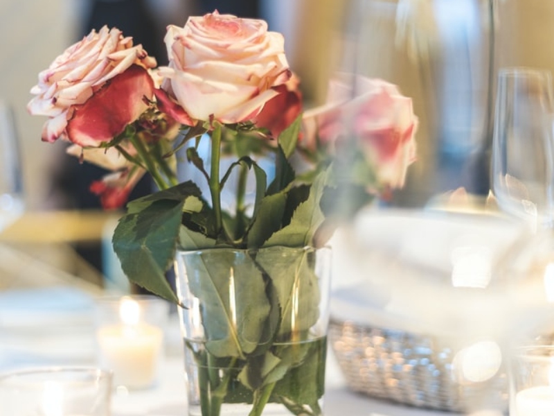 Flower decoration in a glass