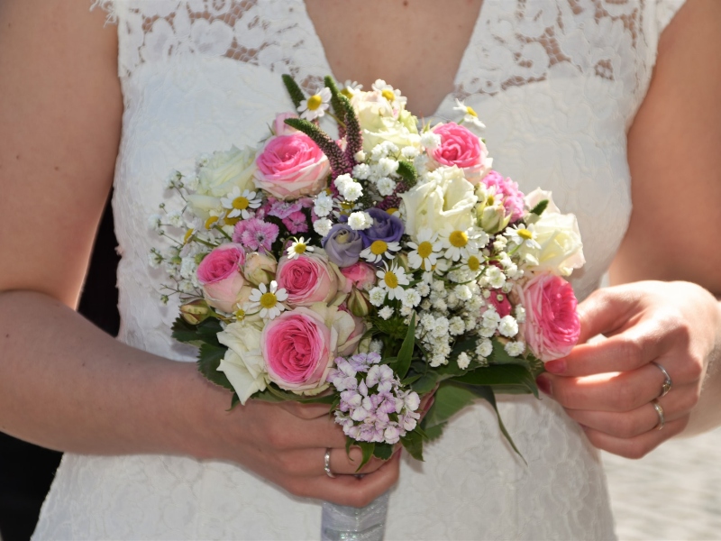 Bride holding a flower bouquet