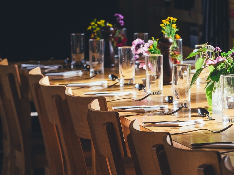 Flower decoration over a meeting table